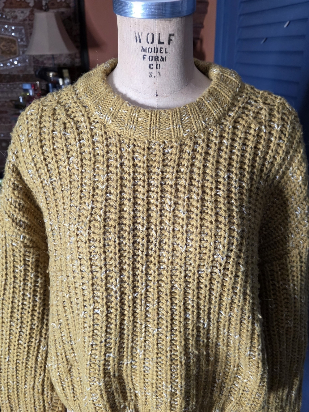 Men's Heavy Rib Crewneck Sweater in Mustard Yellow